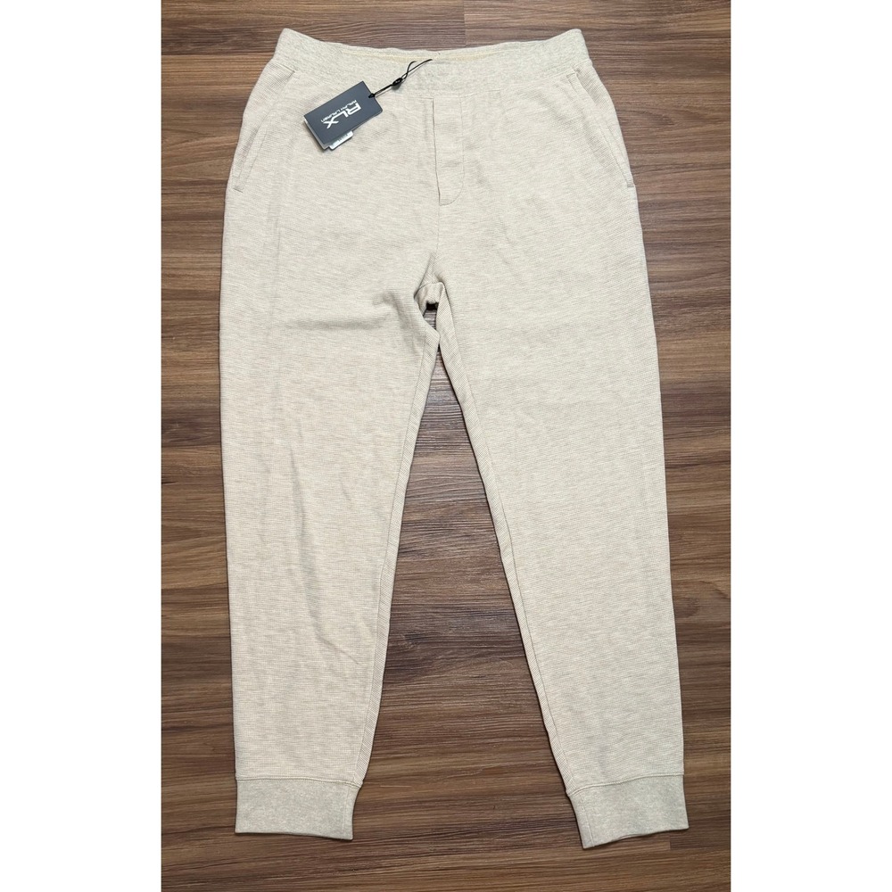 RLX Ralph Lauren Mens Beige Waffle Knit Performance Joggers Sweatpants Size L